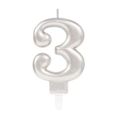 Silver Number Candle 3