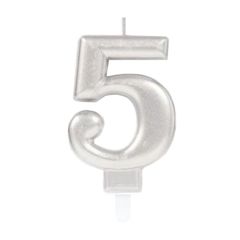 Silver Number Candle 5