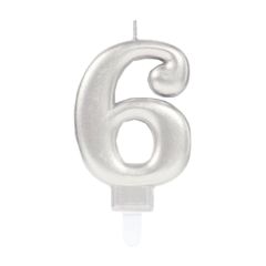 Silver Number Candle 6