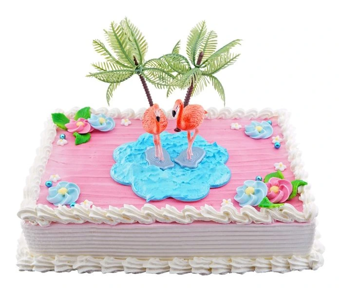 Premium Photo | Birthday cake with edible pink flamingo figure on top for  the birthday of a little girl candy bar